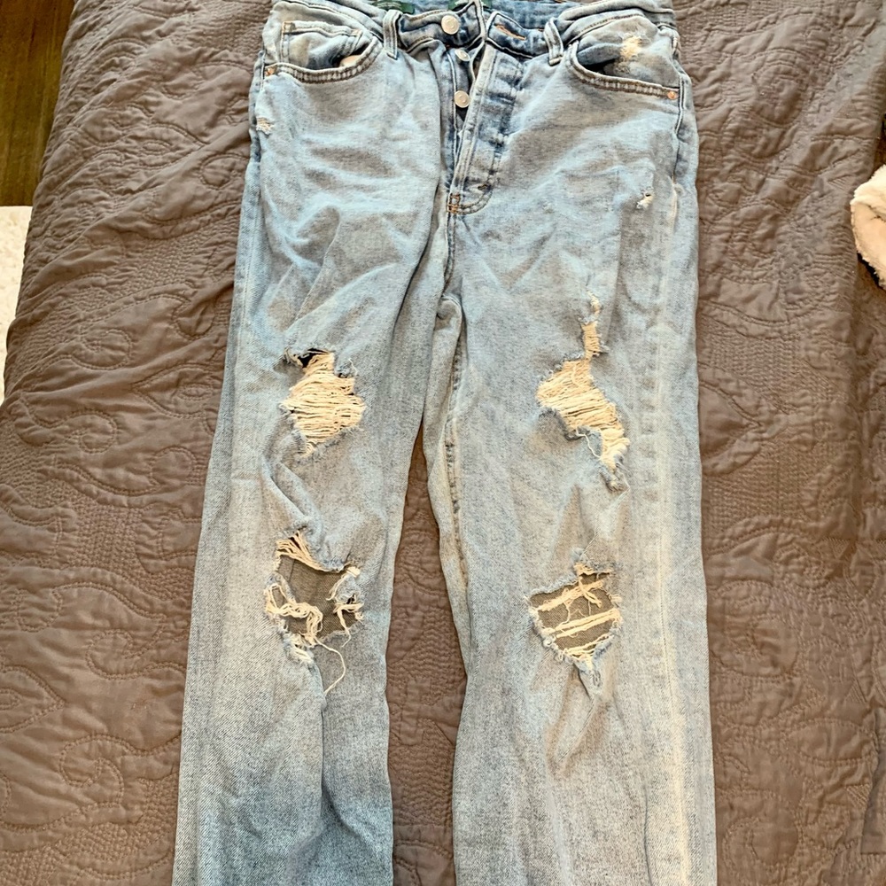 Straight leg button up jeans